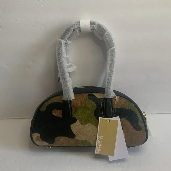 Michael Kors Camo LULU Satchel Handbag Small Handle New - Picture 1 of 13
